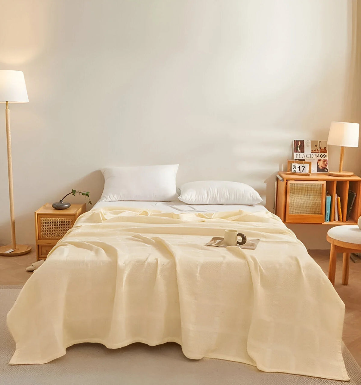 Throw Blanket 100% Cotton Waffle Breathable & Hypoallergenic