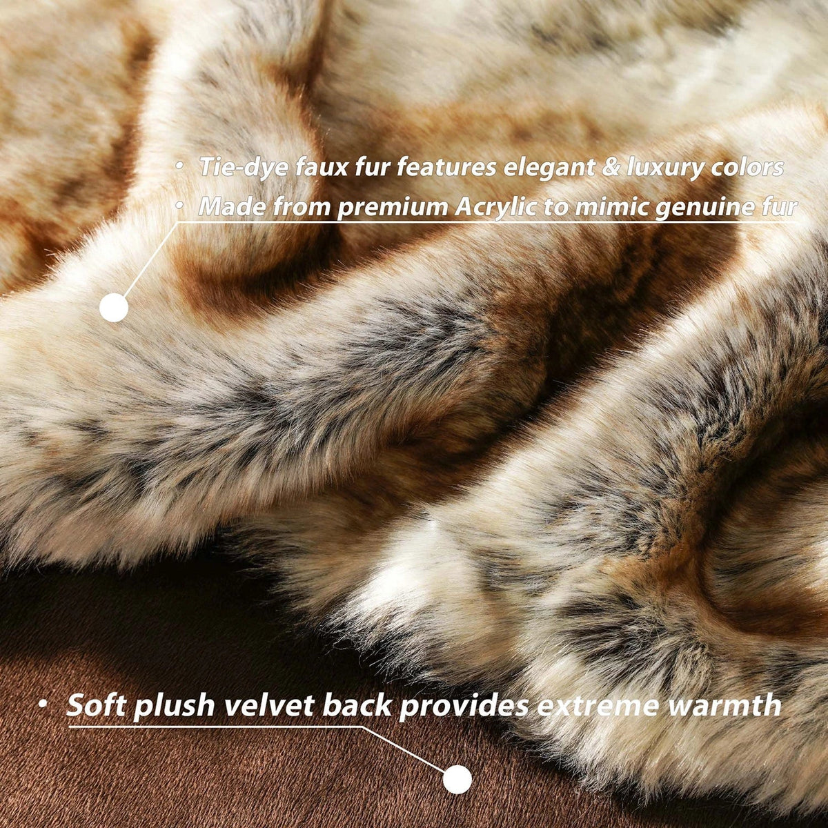 Throw Blanket Faux Fur Top & Polyester Backing