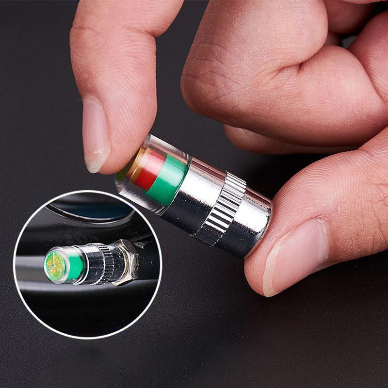 Tire Valve Caps Color-Coded Pressure Indicator & Airtight Seal
