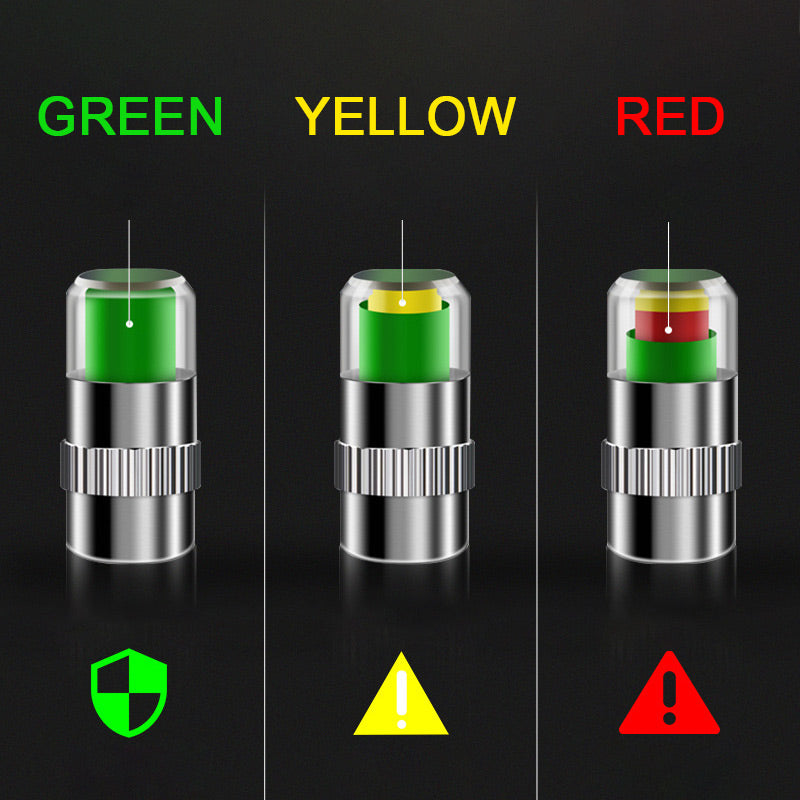 Tire Valve Caps Color-Coded Pressure Indicator & Airtight Seal
