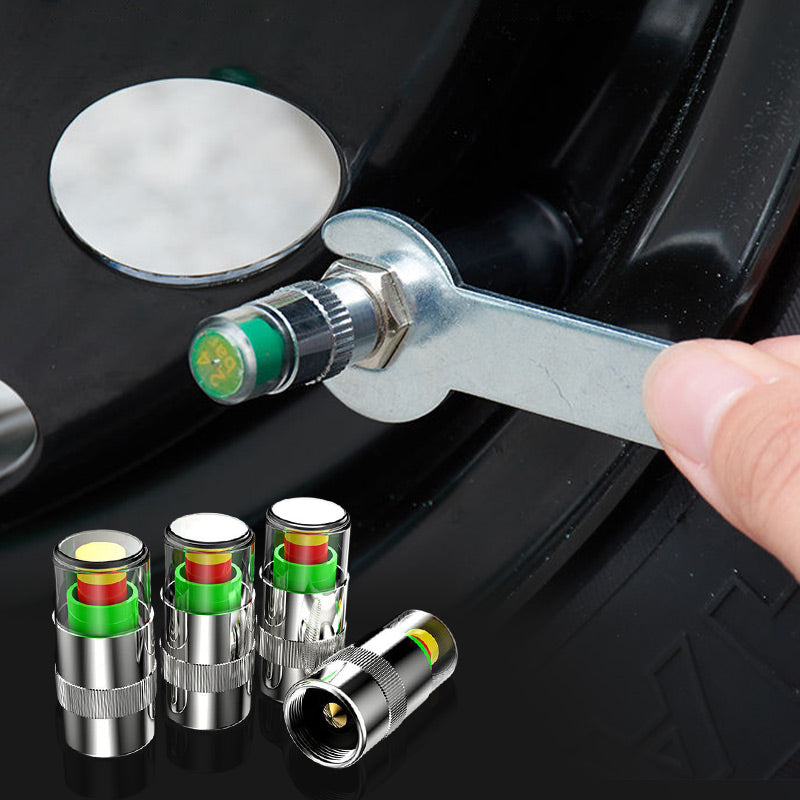 Tire Valve Caps Color-Coded Pressure Indicator & Airtight Seal