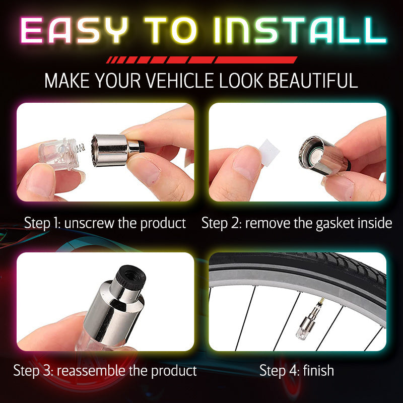Tire Valve Caps Motion-Activated Flashing LED Waterproof