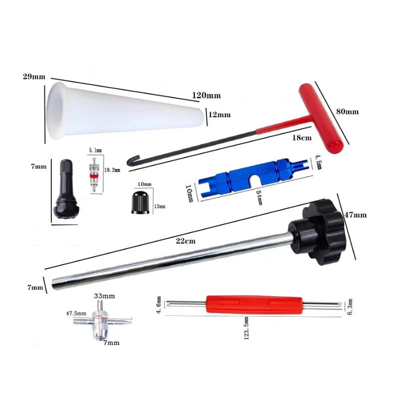 Tire Valve Repair Kit 5-In-1 Steel T-Handle