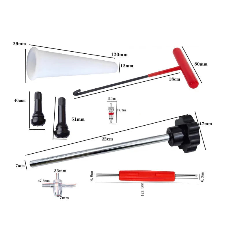 Tire Valve Repair Kit 5-In-1 Steel T-Handle