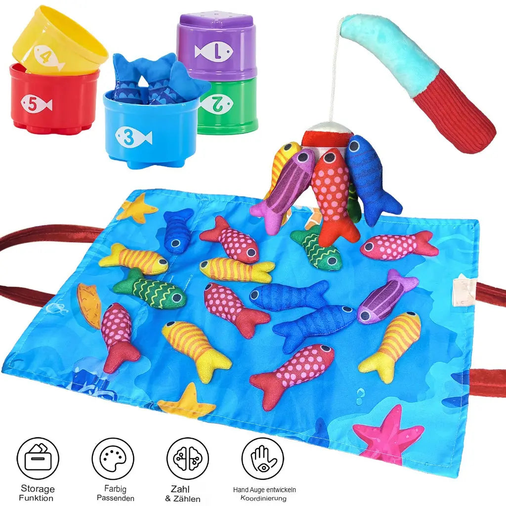 Toddler Fishing Playset Soft Fabric Fish & Velcro Rod