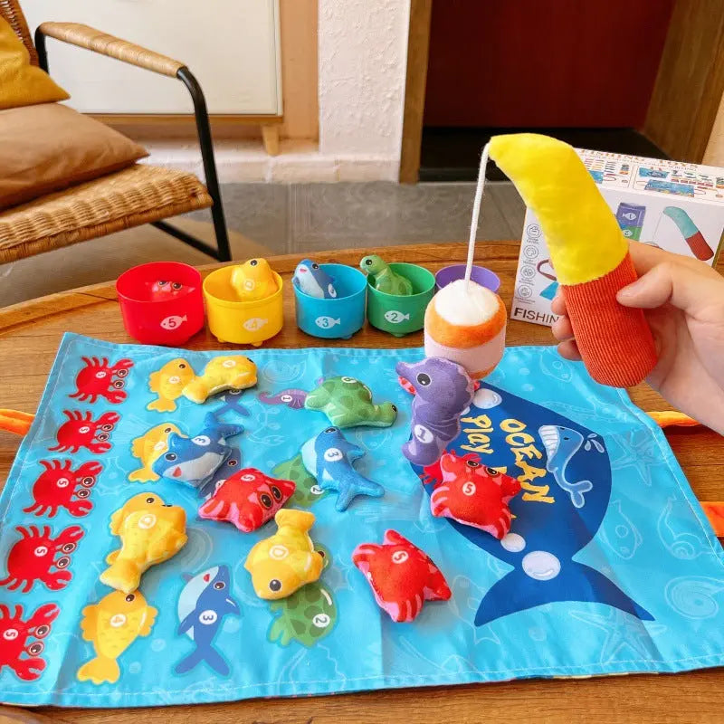 Toddler Fishing Playset Soft Fabric Fish & Velcro Rod