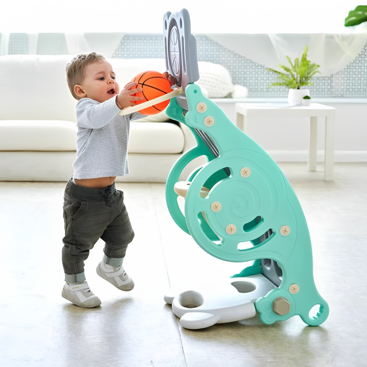 Toddler Playset Slide Swing & Hoop HDPE Rounded Edges