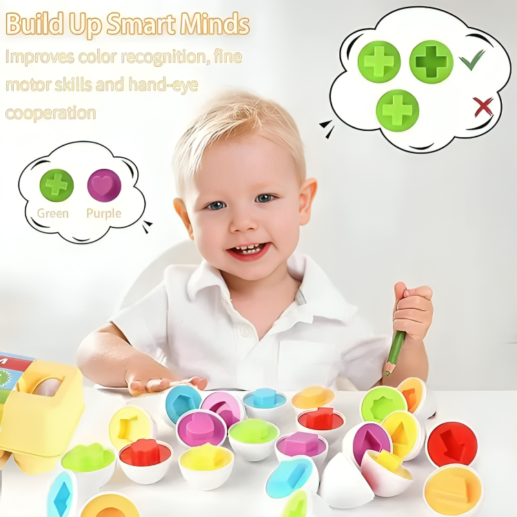Toddler Puzzle Egg Set Shape & Color BPA-Free 12-Piece
