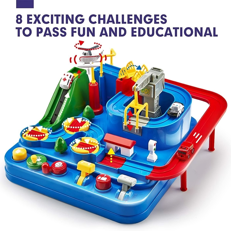 Toddler Puzzle Toy Track & Button Car 8 Challenges