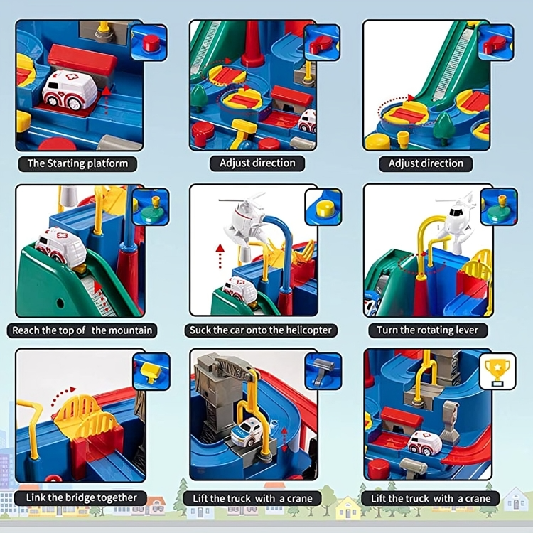 Toddler Puzzle Toy Track & Button Car 8 Challenges