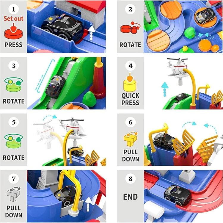 Toddler Puzzle Toy Track & Button Car 8 Challenges