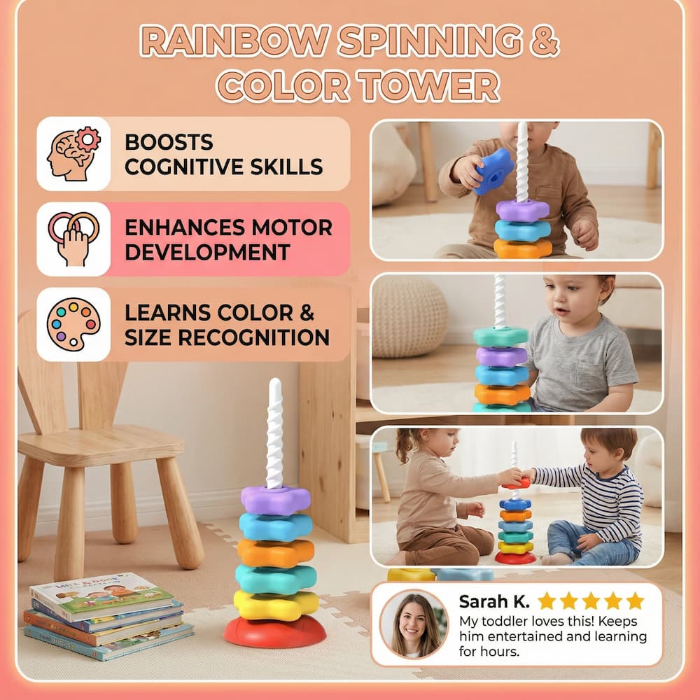 Toddler Stacking Tower Spiral Slide 6 Color Discs