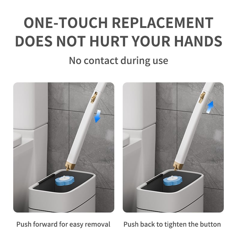 Toilet Brush Disposable Heads Antibacterial Coating & Wall Mount