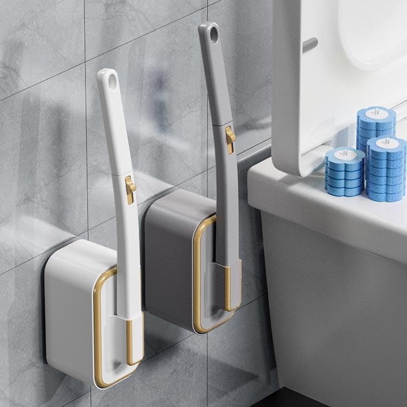 Toilet Brush Disposable Heads Antibacterial Coating & Wall Mount