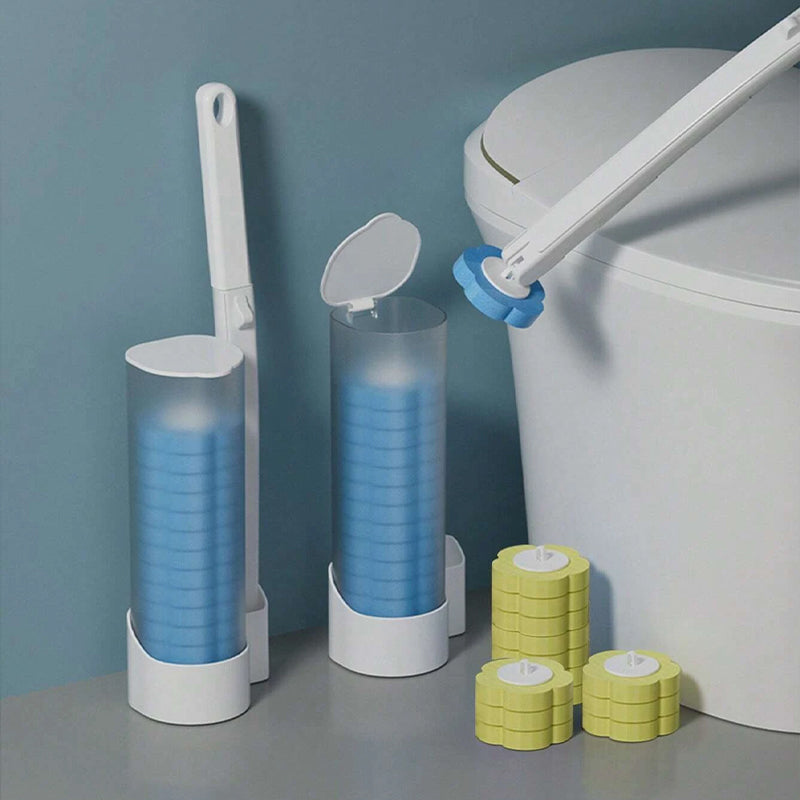 Toilet Brush Disposable Prefilled Sponge Heads Button Release