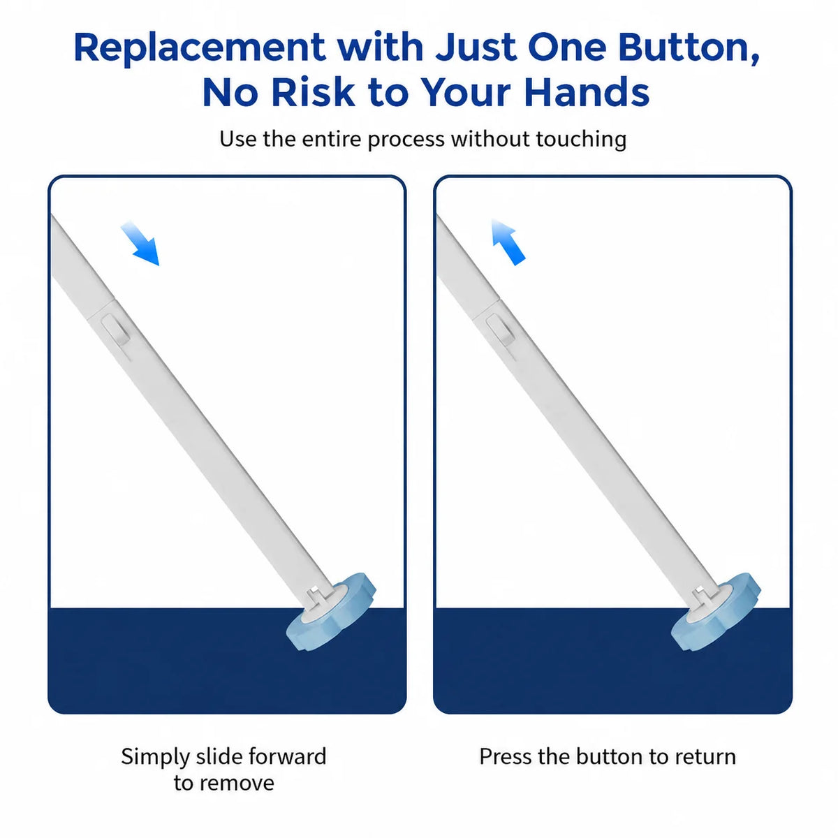 Toilet Brush Pre-Filled Disposable Sponge Heads Ergonomic Release Handle