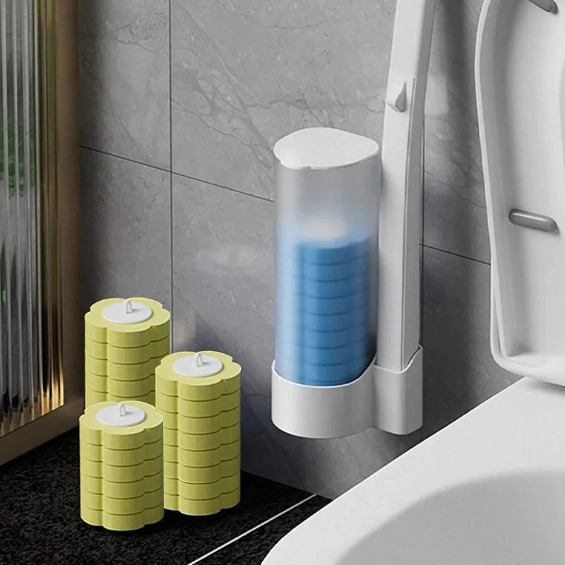 Toilet Brush Pre-Filled Disposable Sponge Heads Ergonomic Release Handle