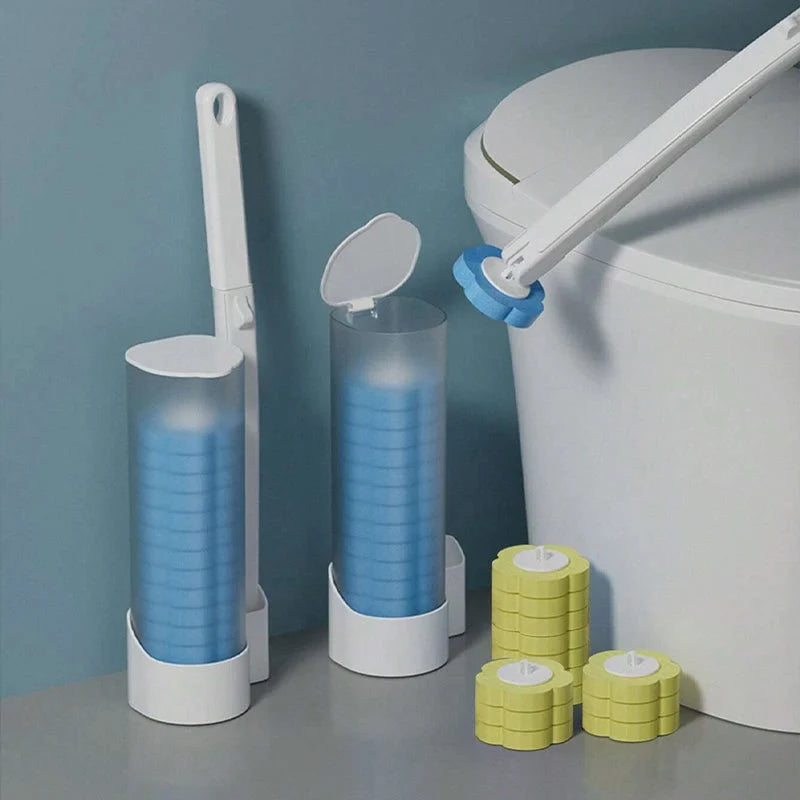 Toilet Brush Pre-Filled Disposable Sponge Heads Ergonomic Release Handle
