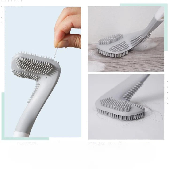 Toilet Brush Triangular Head Long Handle Anti-Adhesive TPR Bristles