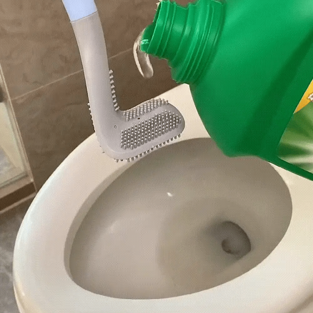 Toilet Brush Triangular Head Long Handle Anti-Adhesive TPR Bristles