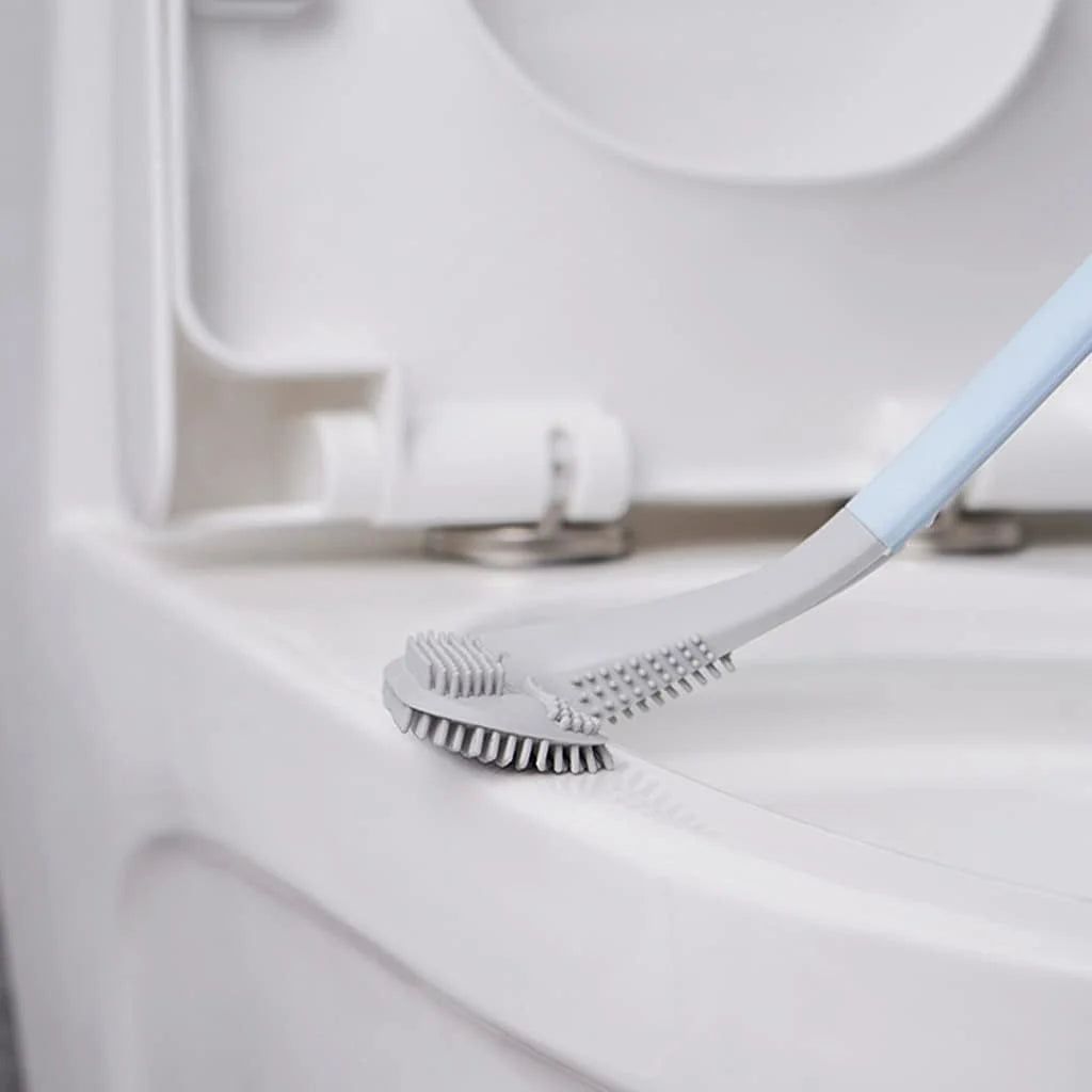 Toilet Brush Triangular Head Long Handle Anti-Adhesive TPR Bristles