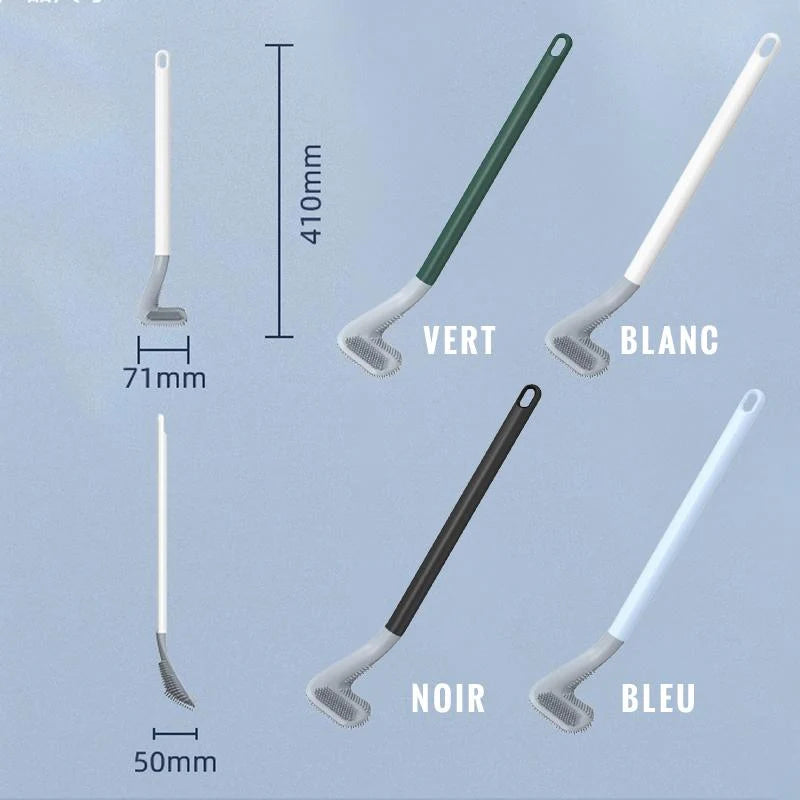 Toilet Brush Triangular Head Long Handle Anti-Adhesive TPR Bristles