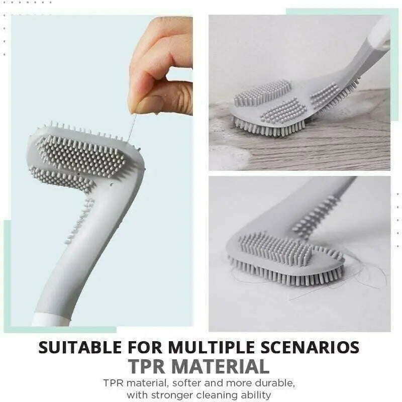 Toilet Brush Triangular Head TPR Bristles Drill-Free Mount