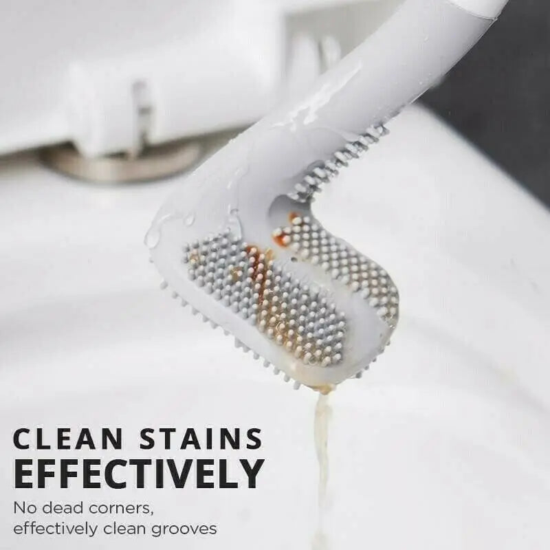 Toilet Brush Triangular Head TPR Bristles Drill-Free Mount