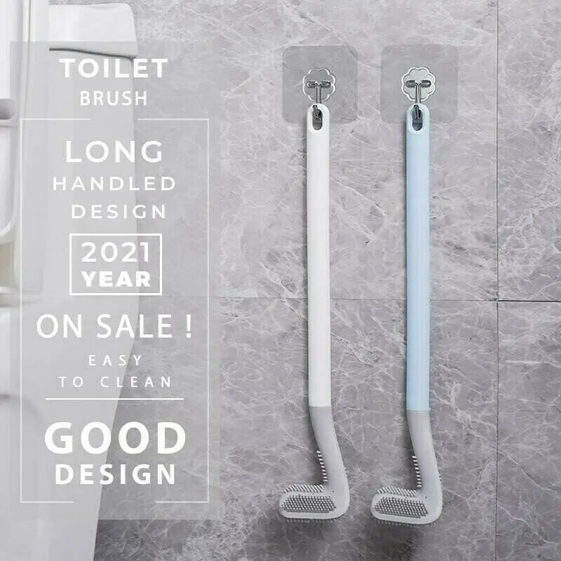 Toilet Brush Triangular Head TPR Bristles Drill-Free Mount