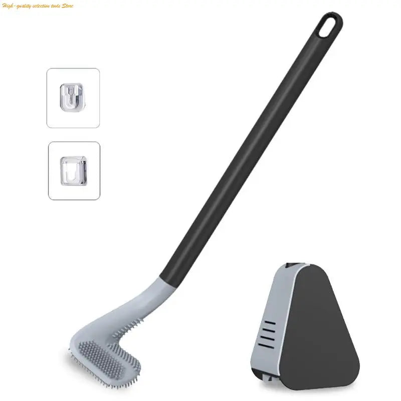 Toilet Brush Triangular Head TPR Bristles Drill-Free Mount