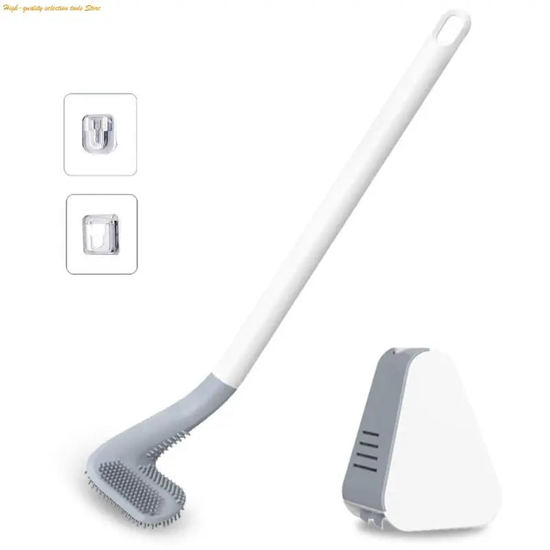 Toilet Brush Triangular Head TPR Bristles Drill-Free Mount