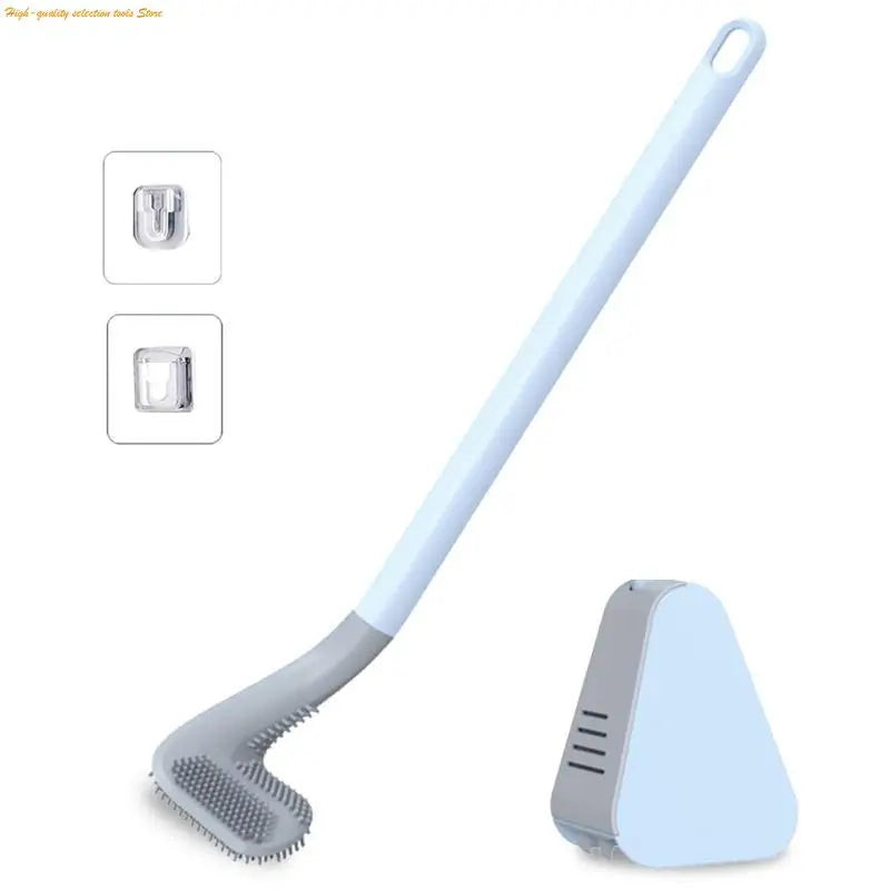 Toilet Brush Triangular Head TPR Bristles Drill-Free Mount