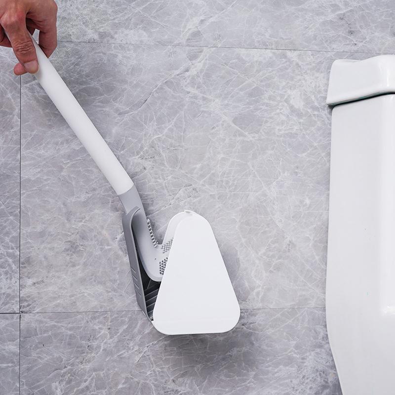 Toilet Brush Triangular TPR Bristles Drill-Free Mount