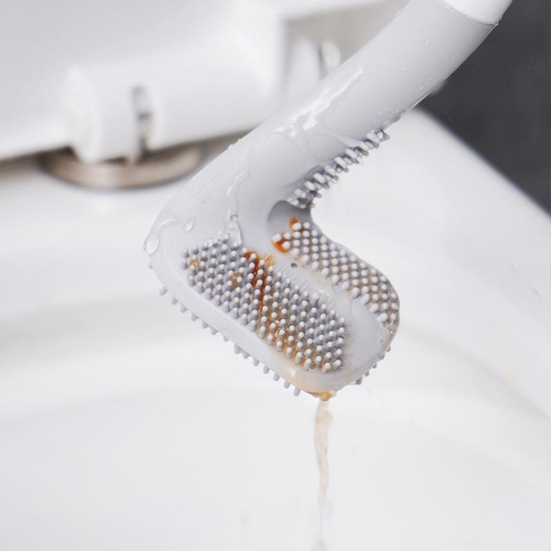 Toilet Brush Triangular TPR Bristles Drill-Free Mount