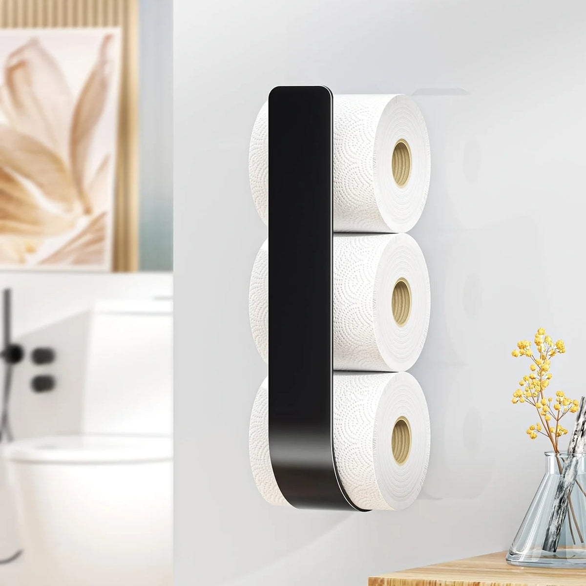 Toilet Paper Holder 3-Roll Stainless Steel Adhesive Mount