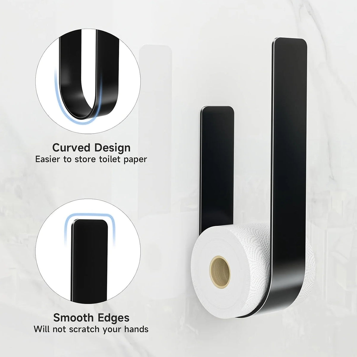 Toilet Paper Holder 3-Roll Stainless Steel Adhesive Mount