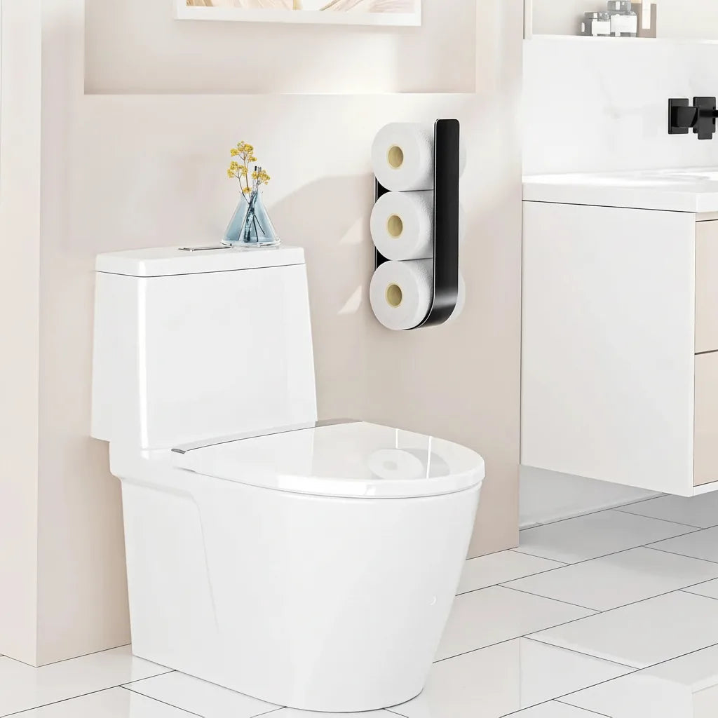 Toilet Paper Holder 3-Roll Stainless Steel Adhesive Mount