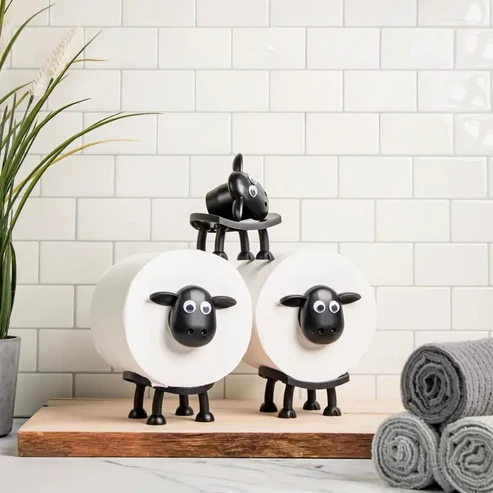 Toilet Paper Holder Sheep-Shaped Freestanding Set of 2