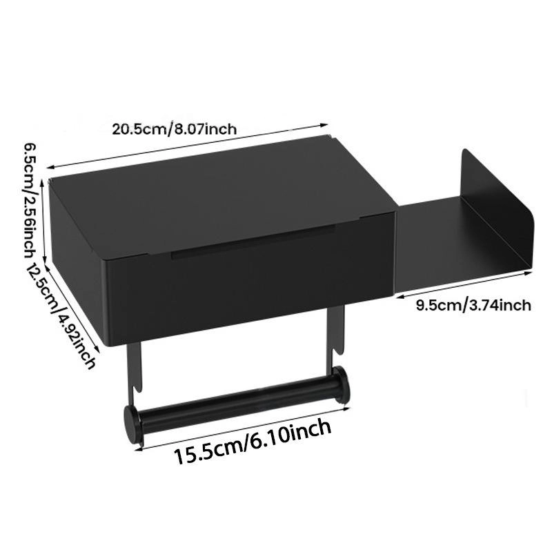 Toilet Paper Holder Stainless Steel Shelf Drill Free Mount