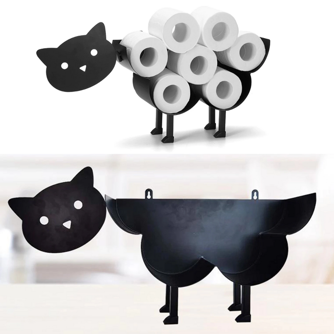 Toilet Paper Holder Wall-Mounted Animal Motif Holds 7 Rolls