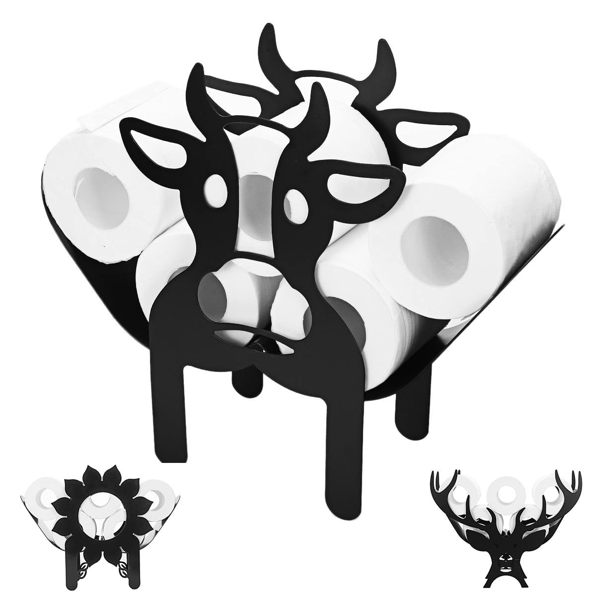 Toilet Paper Holder Wall-Mounted Animal Motif Holds 7 Rolls
