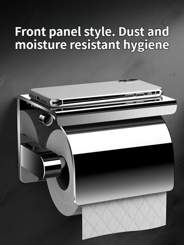 Toilet Paper Holder Wall-Mounted Stainless Steel Dust-Proof Cover
