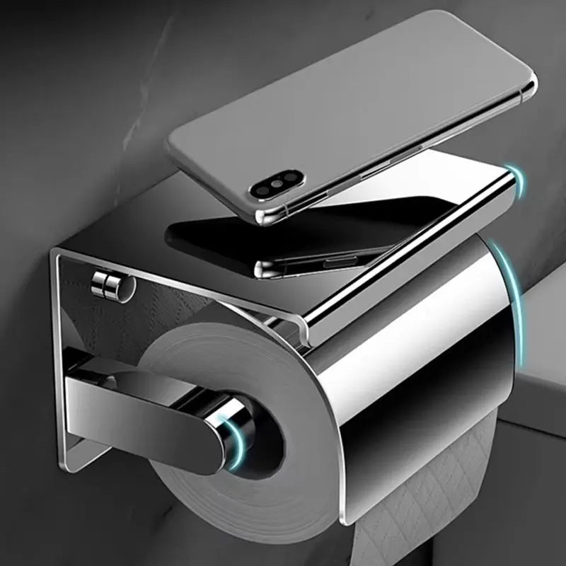Toilet Paper Holder Wall-Mounted Stainless Steel Dust-Proof Cover