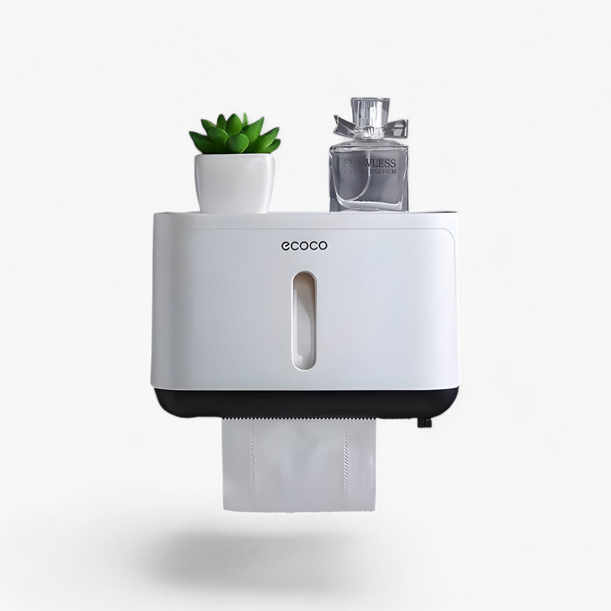 Toilet Paper Holder Wall-Mounted Waterproof Cover & Top Shelf