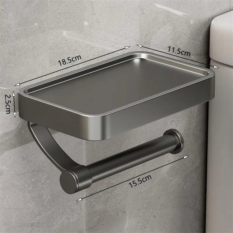 Toilet Paper Holder With Shelf Brushed Stainless