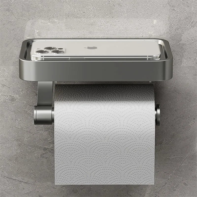 Toilet Paper Holder With Shelf Brushed Stainless