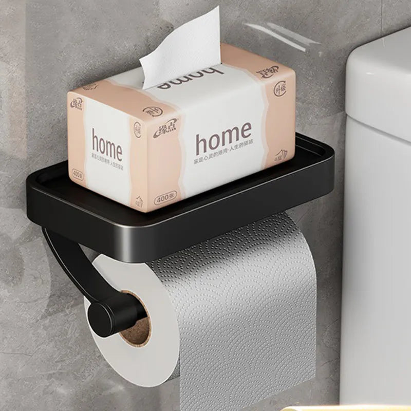 Toilet Paper Holder With Shelf Brushed Stainless