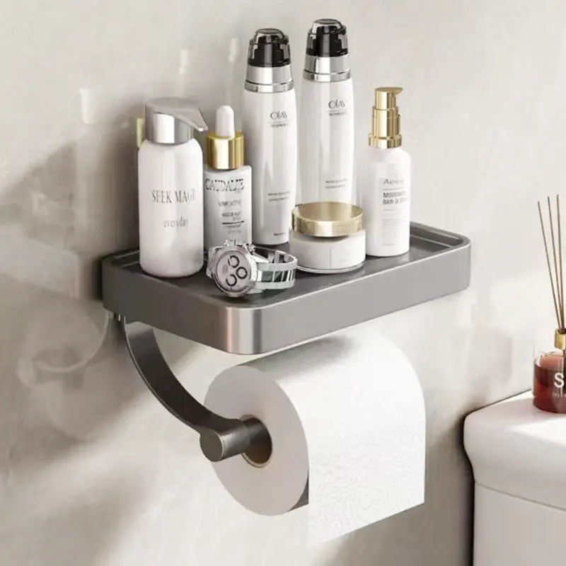 Toilet Paper Holder With Shelf Brushed Stainless