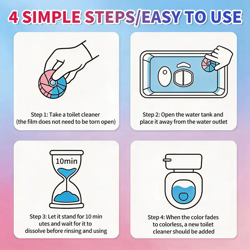 Toilet Tank Cleaner Tablet Dual-Action Water-Soluble Film Phosphate-Free Septic-Safe