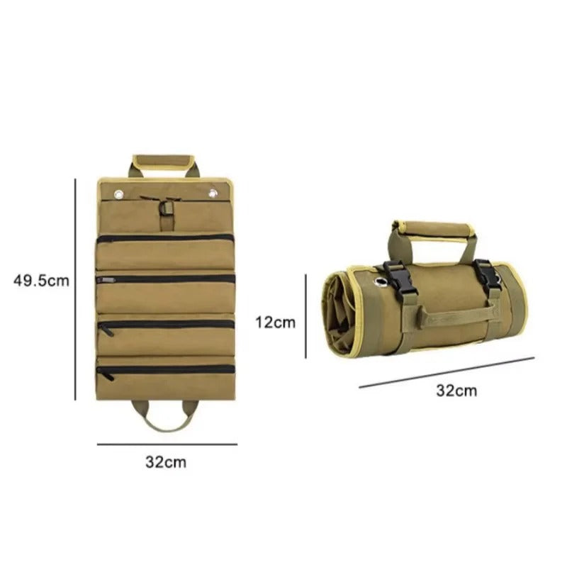 Tool Roll Organizer Rollable Removable Compartments Reinforced Seams